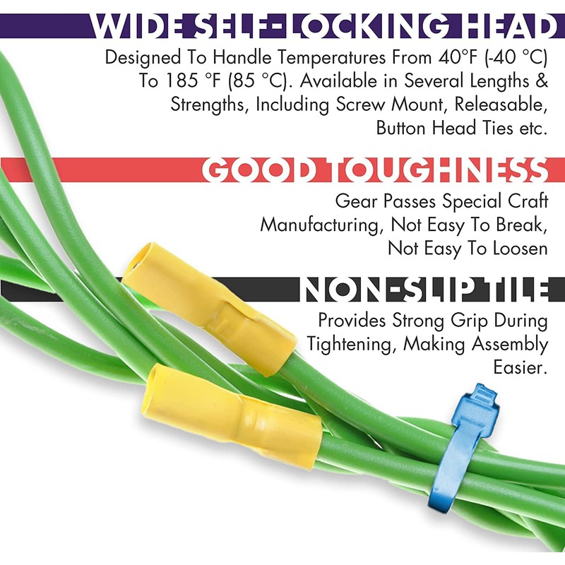 KafTon Pack of 100 Yellow Cable Zip Ties, UL Nylon,