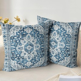 XPHZZL Cushion Covers 50 x 50 cm Set of 2 Soft Decorative Square Throw Pillow Case Boho Pillowcases for Sofa Bedroom Outdoor Home Office Car Decor with Invisible Zipper - Blue/Multi