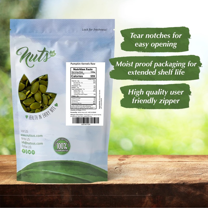 NUTS U.S. - Pumpkin Seeds (Pepitas) | Raw and Unsalted