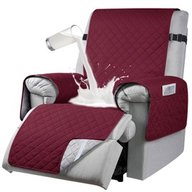 RAPRAP Waterproof Recliner Chair Cover, Recliner Sofa Coves with 6 Side Pockets, Anti-fouling 1 Seats Armchair Recliner Cover, Non-slip Chair Protectors for Recliner with Adjustable Tightening Straps