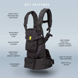 LÍLLÉbaby Serenity Airflow All-Positions Ergonomic Baby Carrier, Newborn to Toddler, Lumbar Support with Convertible Tote, Dolphin