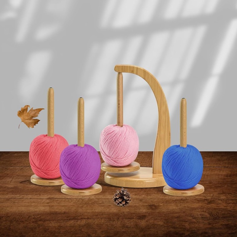 ZMShenMa Wooden Rotatable Spool Holder, High-Performance Magnetic Hand Woven Yarn