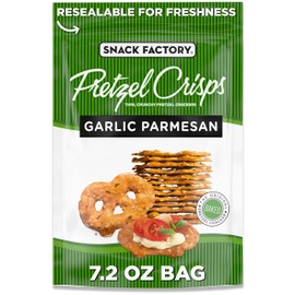 Snack Factory Garlic Parmesan Pretzel Crisps, 7.2 OZ Resealable Bag