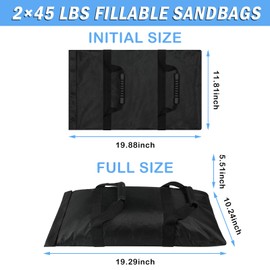 TRINKA Umbrella Base Weight Sandbags, 2 x 45 LBS Fillable Straight Sand Bags for Cantilever Patio Umbrella, Trampoline, Outdoor Garden Backyard Furniture(Without Sand)