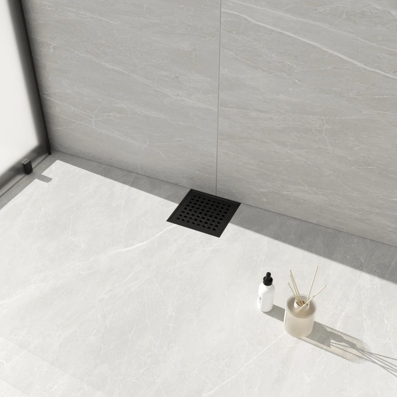 NEODRAIN 6x6 Inch Black Square Floor Drain with ABS Base