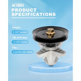 ACEBRI Spindle for Troy Bilt Pony Mower 918-06991 Spindle Assembly for Craftsman T1000 T1200 Deck Mower for Troy Bilt TB42 TB2246 Bronco 42" Tractor Replace 618-06991 1 Pack