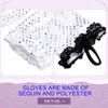GEMILY Fingerless Rave Gloves Opera Sequin Gloves for Women(Silver)