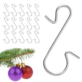 BUENTYA 120 Pcs Christmas Ornament Hooks, Bauble Hooks Xmas Tree Hooks S Shaped Hook Hangers Hooks Metal Hanging Clips Hooks for Wreath,Vine Decoration,Hanging Christmas Tree Decorations (Silver)