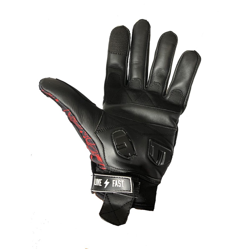 Black & Red Paisley Motorcycle Gloves L