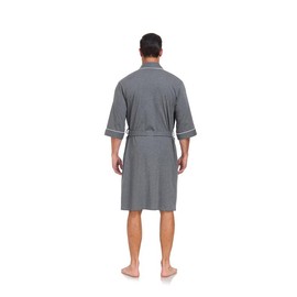 COLORFULLEAF Men's Bathrobe Made of 100% Cotton Lightweight Sauna Dressing Gown Men Travel Bathrobe Sauna Gown with Pocket, darkgray, L