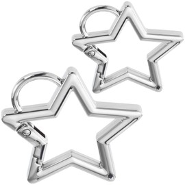 Mxxipp 2pcs Star Keychain Clasp, Heavy Duty Zinc Alloy Star Key Ring, Rustproof Keychain Clasps Outdoor Accessories for Camping Hiking Fishing- Silver