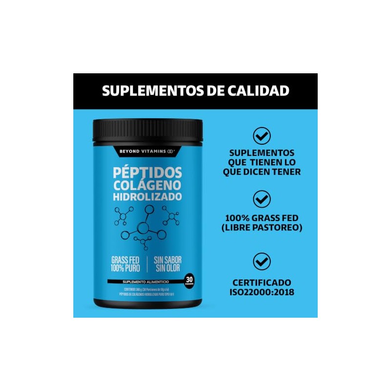 Péptidos Colágeno Hidrolizado Tipo I III Beyond Vitamins (300 gram)