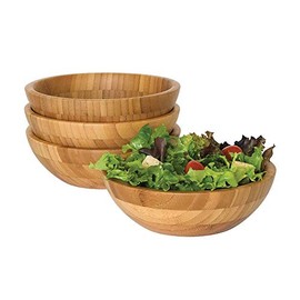 4PCS/Set Serving Bowl Bamboo Lid Bamboo Perfect for Salad Fruit Pasta 5.5x2.5inch