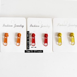 ANDPAI Fashion Vintage Gold Silver Zipper Shape Studs Earring Sets Metal Alloy Black Funky Zipper Dangle Drop Earrings For Women Men (Yellow + Orange + Red)