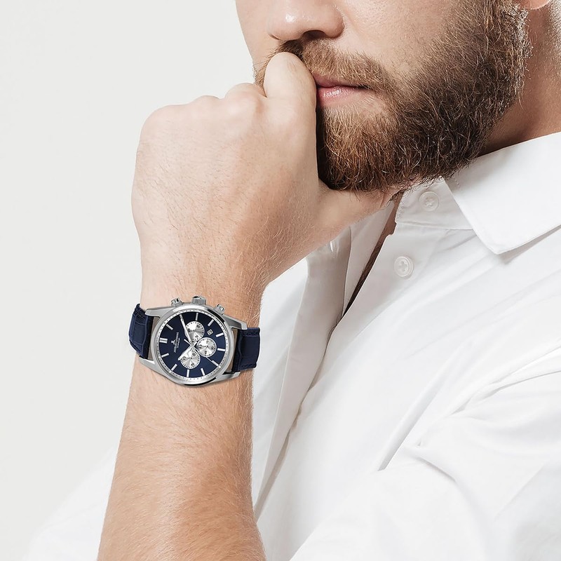 JACQUES LEMANS Men's Analogue Quartz Watch with Leather Strap 42-6.1B,