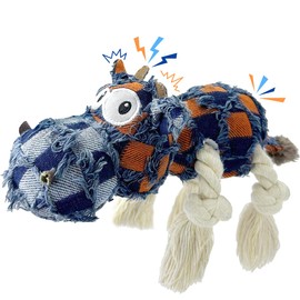 Dog Toys, Dog Squeaky Plush Toy 2025 Upgraded Fabric, Stuffed Plush Animal Puppy Toy to Keep Them Busy, Puppy Crinkle Paper Rope Tug of War Toys for Small Medium Large Dogs