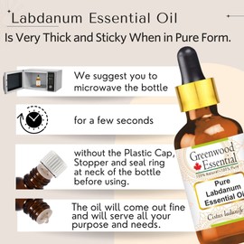 Greenwood Essential Pure Labdanum Essential Oil (Cistus ladaniferus) with Glass Dropper Natural Therapeutic Quality Steam Distilled 50 ml (1.69 oz)