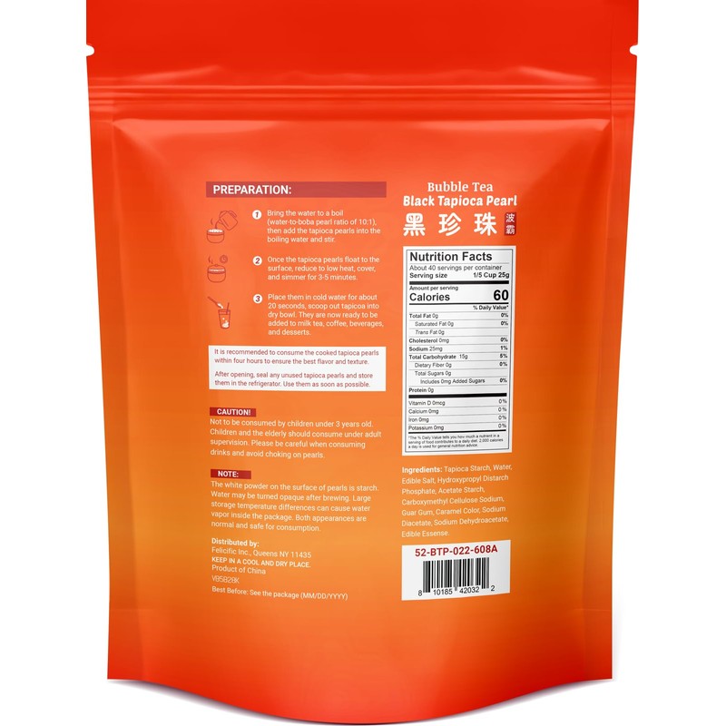 52USA Boba Tapioca Pearls 2.2LB, Fresh Bubble Tea Pearl, Quick