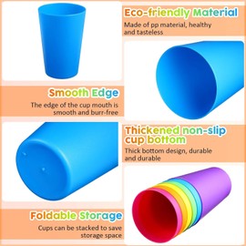KAHEIGN 36Pcs Reusable Plastic Cups, 250ml Children’s Kids Durable Plastic Drinking Cups Tumblers Set for Kitchen Outdoor Parties Picnics BBQ’s Travels (6 Bright Colors)