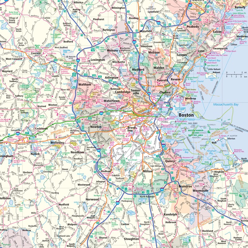 Rand McNally Easy to Read: Massachusetts State Map