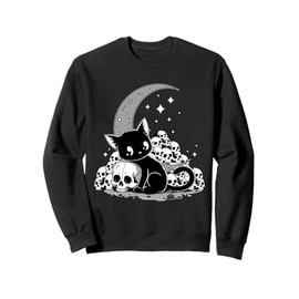 Cat Skulls Creepy Cute Kitty Goth Black Alt Alternative Sweatshirt