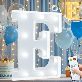 Elnsivo Light Up Letters, Cool White and Warm White Marquee Letters with Remote, Alphabet Letter Sign Battery Powered for Birthday Graduation Wedding Party Christmas Lamp Home Wall Decor, Letter E