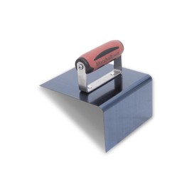 MARSHALLTOWN Blue Steel Step Tool, Nose Tool, 6 x 6 x 3 Inch Blade Size, 1/2 Inch Radius, 90-Degree Angle, Resilient DuraSoft Handle, Prevent Cracking in Concrete, 175BD