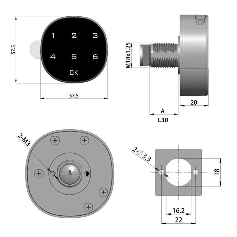 Touchscreen Digital Electronic Password Coded Lock for Cabinet Mailbox File