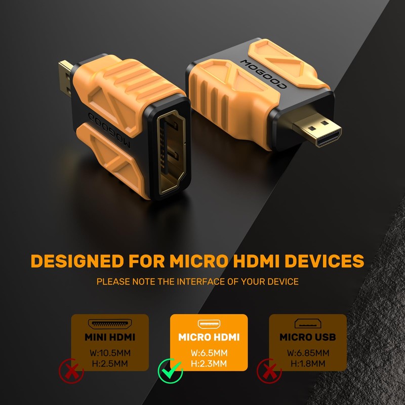 MOGOOD Micro HDMI to HDMI Adapter 1 Pack, 4K@30Hz, HDR,