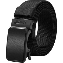 LionVII Men's Stretch Ratchet Belt, Elastic Slide Belt for Men with Automatic Buckle for Men Dress, Adjustable Trim to Fit 28-49" Waist (Black)