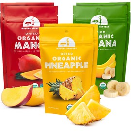 Mavuno Harvest Organic Dried Fruit Variety Pack | Dried Mango, Pineapple, and Banana | Healthy, Vegan, No Sugar Added, Non GMO Snacks for Kids & Adults | 2 Ounce, Pack of 6
