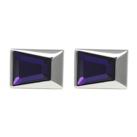 MENDEPOT Crystal Cufflinks With Box For Men Birthday Father's Day Wedding Grooms Gift Cufflinks (Rectangle/Purple)
