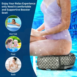 Hot Tub Booster Seat, Weighted SPA Booster Seat Cushion for Adults, 3D Air Mesh Hot Tub Seat Accssories with Non-Slip Micro Dot Bottom,Indoor or Outdoor Quick Dry Hot Tub Pillow (1 Pack-Grey)