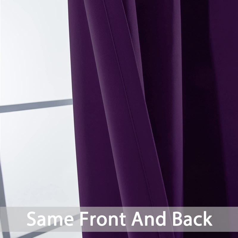 Yakamok Purple Blackout Curtains Room Darkening Thermal Insulated Grommet top