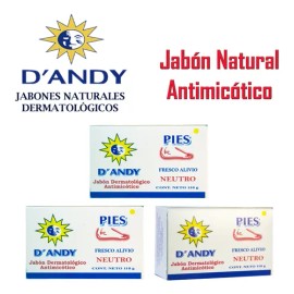 6 Pack Jabón Natural Dermatológico, Antimicótico D'andy