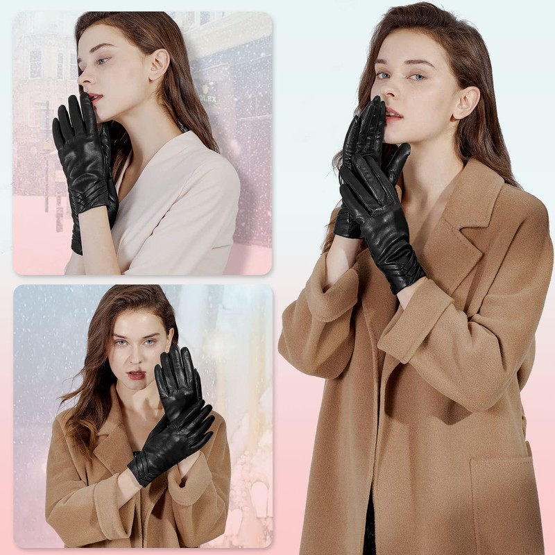 GSG SINCE 1998 Womens Genuine Leather Gloves with Wool Lined