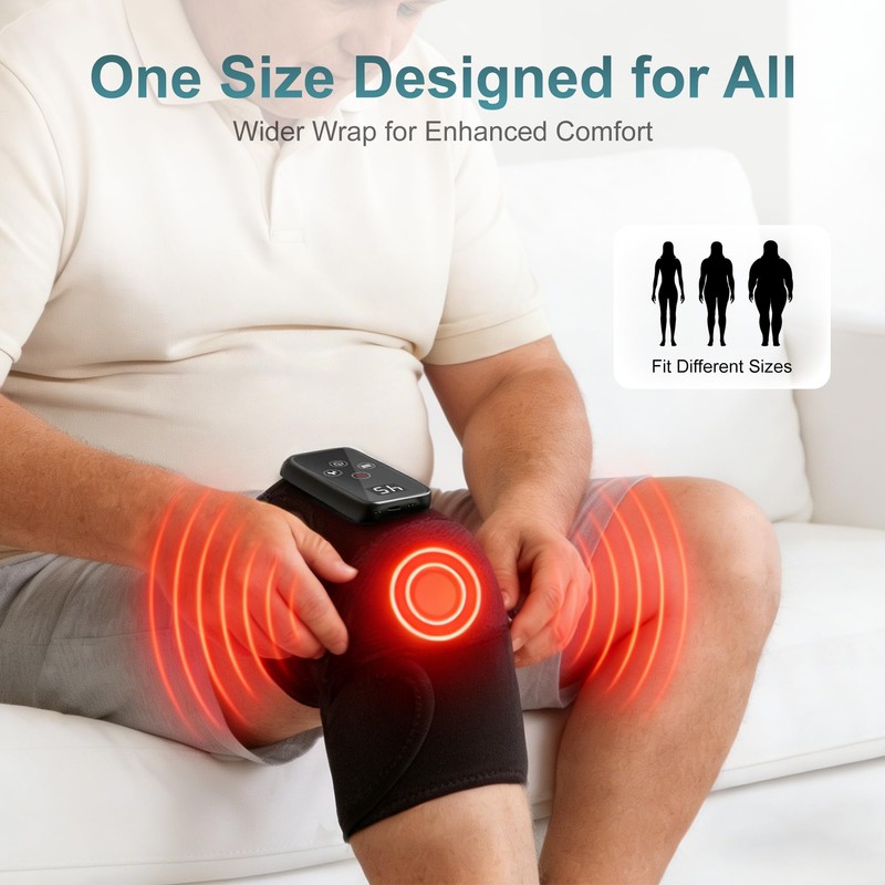 LEERCON Knee Massager with Heat Cordless Heated Knee Brace with