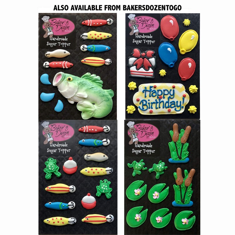 Fishing Lures Accessory Pack- 12 pcs Edible Icing Cupcake Decoration