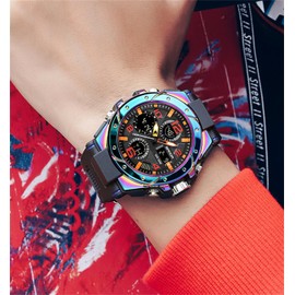 CdyBox Men Tactical Watch Waterproof Military Sport Work Digital Analog Wrist Multi Electronic Watch (Blue)