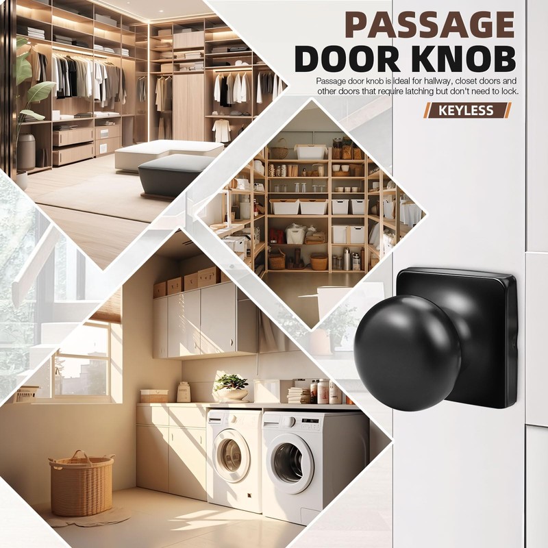 GOBEKOR 8 Pack Passage Door Knobs Interior Door Knobs Matte