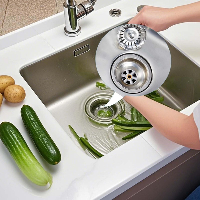 Loimon Sink Strainer Plug, 79mm 304 Stainless Steel Thickened Drain