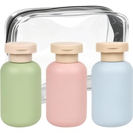 Kit de Viaje Botellas 100 ml 3 Piezas, Botellas de Viaje sin Fugas Recargables, Envases para Viaje Shampoo Gel Loción, Accesorios de Viaje Aseo Personal Mujer Hombre 3.4 oz