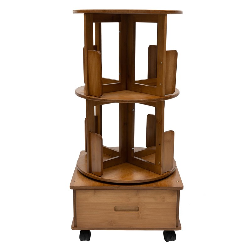 360°Rotating End Table 2 Tiers Children's Bookshelf Large Capacity Reading