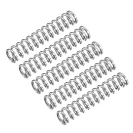 sourcing map Compression Spring, 5Pcs 304 Stainless Steel, 6mm OD, 1mm Wire Size, 30mm Free Length, Silver Tone