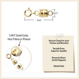 Everyday Elegance Solid 14K Yellow Gold Magnetic Clasps and Closures for Necklaces Bracelets Anklets| Clasp Converter | with Spring Ring Clasp | 2 Clasps | 4.5mm Thickness