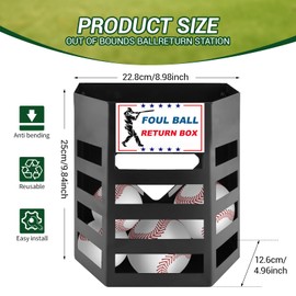 BTXKQTH Heavy Duty Foul Ball Return Box Station, Baseball Hitting and Softball Training Equipment Practices Return Bucket with Drain Holes, Best Partner to Enhance Your Team's Practice Sessions