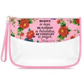 Sfodiary Christian Gifts for Women Religious Makeup Bags Inspirational Bible Verse Cosmetic Pouch Motivational Baptism Gift for Friends Mom Encouragement Birthday Christmas for Her Zipper Travel Bag
