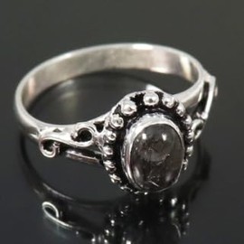 JEWELSTREZORO Rutilquarz Edelstein Bandring 925 Sterling Silber Ring Herren & Damen Bandring Geschenkartikel Handgefertigter Schmuck TSR190D_50 (15.9)