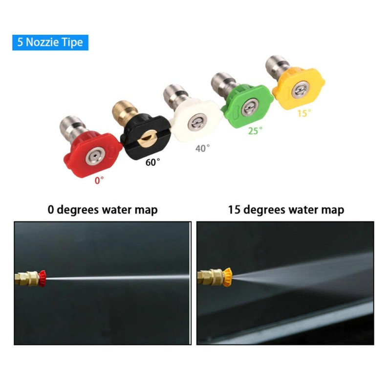 NIHENHAO 5pcs/set Car Wash Nozzle, 1/4" Quick Connector Metal Lance