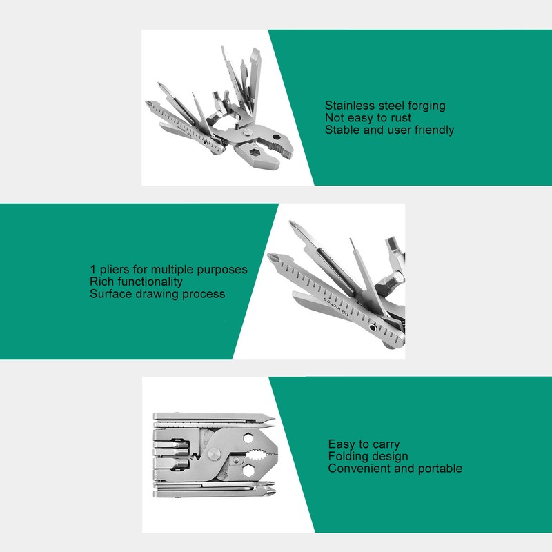 25 in 1 Foldable Pliers Stainless Steel Multifunctional Compact Pliers